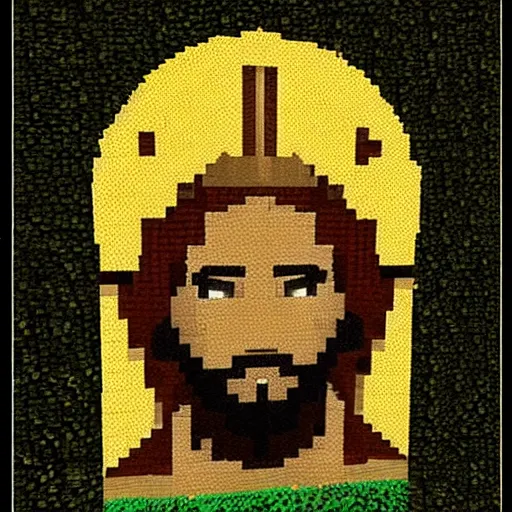 Prompt: jesus christ in minecraft