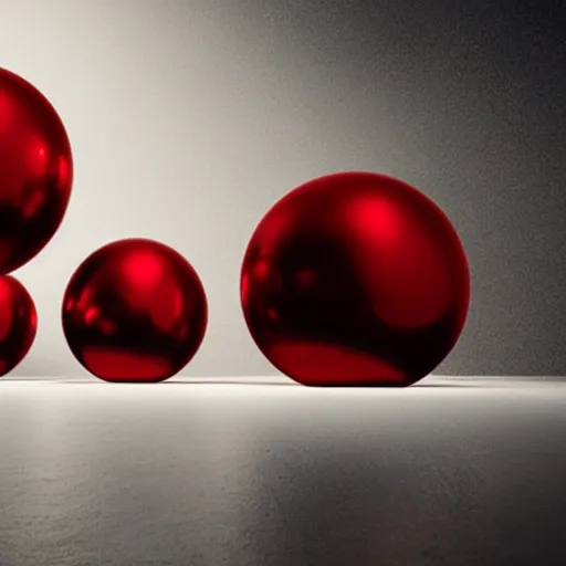 Prompt: chrome spheres on a red cube by ferdinand bol