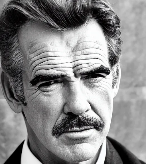 Prompt: a man who is a genetic combination of sean connery, pierce brosnan, warren beatty, and james dean, face and shoulders focus