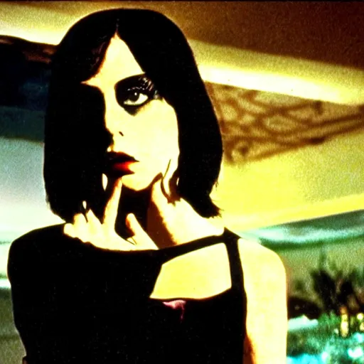 Image similar to still of a giallo film, directed by dario argento, shot on 3 5 mm film, beautiful woman, black hair, dramatic lighting