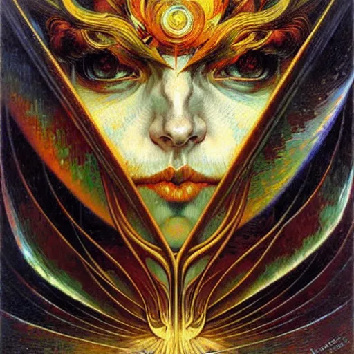 Prompt: Divine Chaos Engine by Karol Bak, Jean Delville, and Vincent Van Gogh