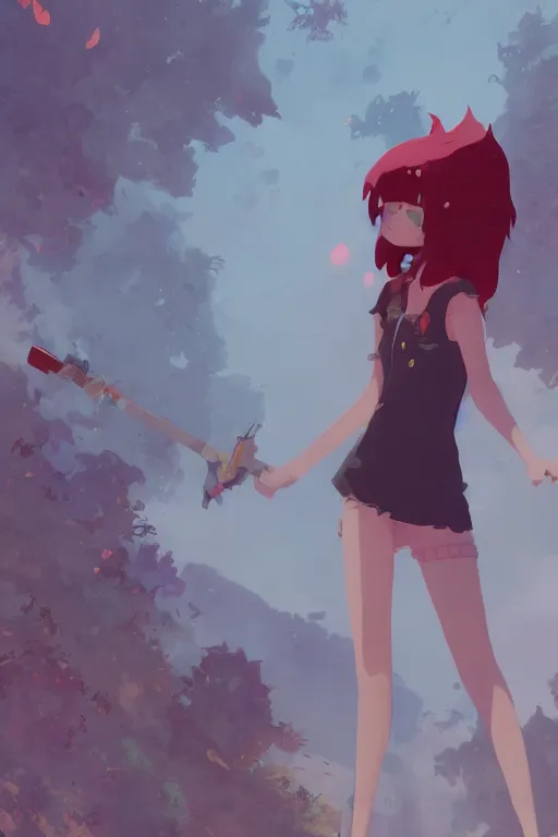 Image similar to fursona, a full body portrait of a the sellsword marissa bell, short red hair, fantasy, makoto shinkai, james gilleard, very detailed, matte, gaussian blur