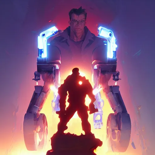 Image similar to hero world the terminator 2 : judgement day, behance hd by jesper ejsing, by rhads, makoto shinkai and lois van baarle, ilya kuvshinov, rossdraws global illumination