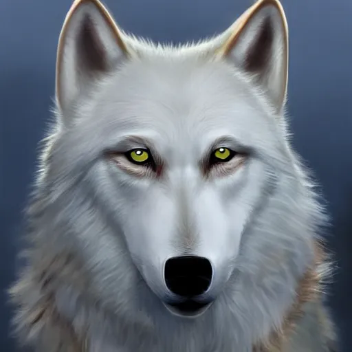 Prompt: A white wolf wearing an eyepatch, portrait, very detailed, artstation, award winning masterpiece, colourful, oil painting