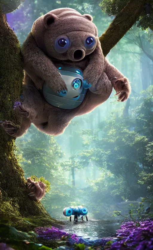 Prompt: microscopic tardigrade, treehouse, magical forest, water bear, futuristic, sharp focus, electric, backlight, furry, soft, concept art, intricate details, highly detailed, photorealistic, disney pixar, octane render, iridescent, global illumination, anime, 8 k