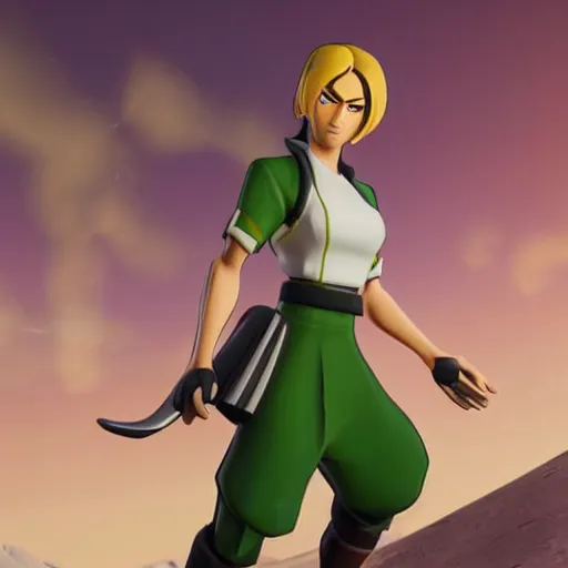 Image similar to toph beifong in fortnite, character render, full body shot, highly detailed, in game render