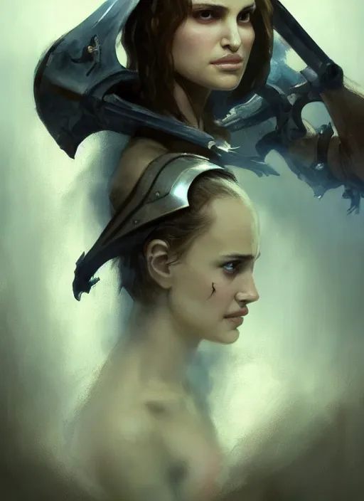 Image similar to young natalie portman, legendary warrior, warframe, lord of the rings, tattoos, decorative ornaments, battle armor, carl spitzweg, ismail inceoglu, vdragan bibin, hans thoma, greg rutkowski, alexandros pyromallis, cute, perfect face, detailed, sharply focused, centered, rule of thirds, photorealistic shading