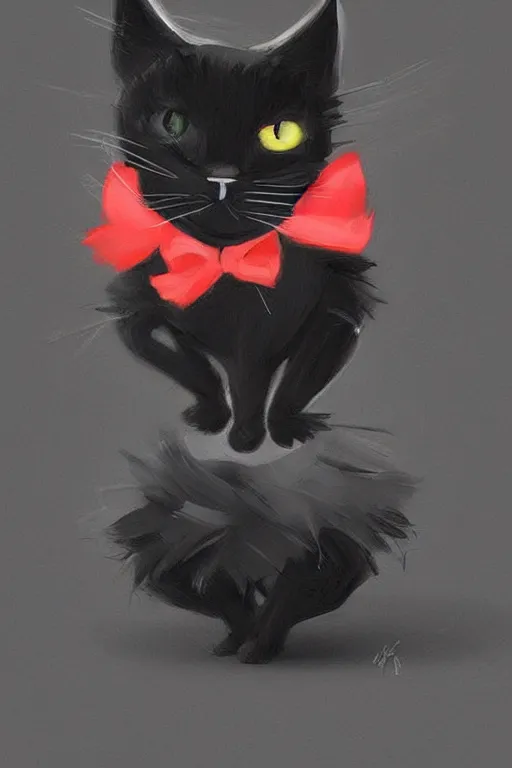 Prompt: Black cat wearing a tutu, funny, trending on artstation