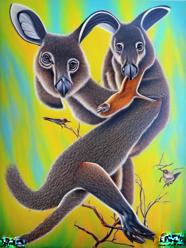 Prompt: australian wildlife art by susan trudinger