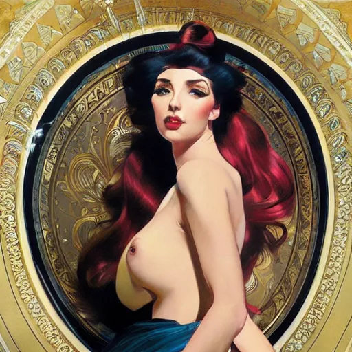 Image similar to painting of a glamorous blonde opera singer performing, highly realistic painting, art by artgerm and greg rutkowski and alphonse mucha, boris vallejo