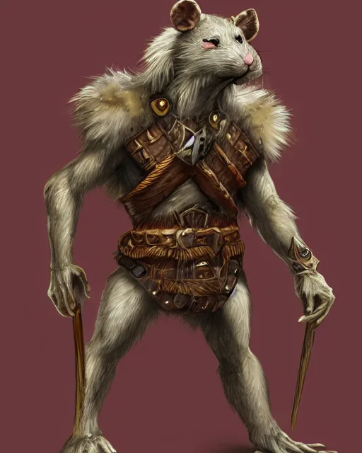 Image similar to a full body shot of a muscular anthro furry rat wearing a fantasy medieval armor striking a heroic pose, fantasy, artstation, furry art, furaffinity, deviantart, symmetrical, highly detailed, award winning, trending