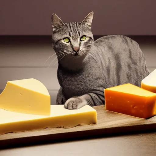 Image similar to cat made from cheese, photorealistic, 4 k