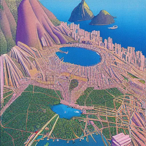 Prompt: rio de janeiro painted by moebius