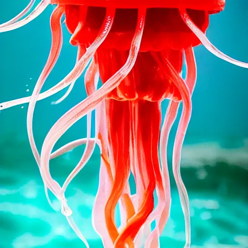 Image similar to colorful jellyfish in the oceon, ultra details, spectacular lighting, 4 k
