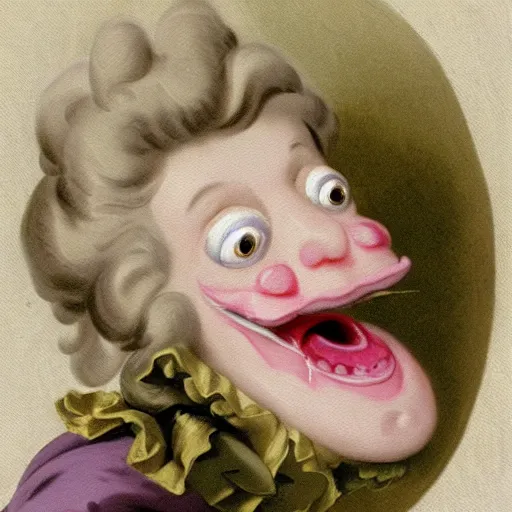 Image similar to helga pataki's teeth, soft rainbow, painting by francois boucher, sad minion eyes