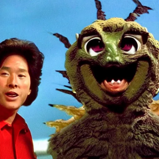 Prompt: Gozilla and Mothra star in a 90s sitcom