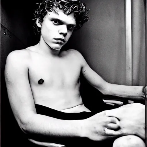 Image similar to evan peters photographed by nan goldin