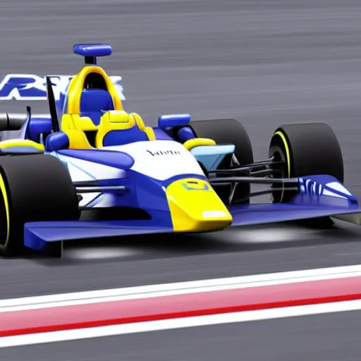 Image similar to alpine renault formula 1 car in the style of gundam, racing through tokyo streets