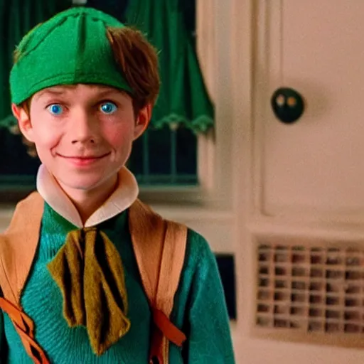 Prompt: peter pan as a protagonist in a Wes Anderson film