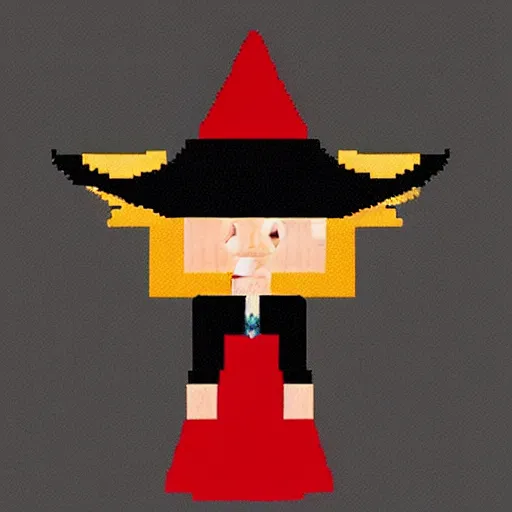Image similar to The wizard in the black wizard hat looks like the pixel version of Marisa. 🦊👸🖤👺