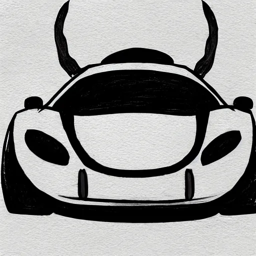 Prompt: a car drawn in the style of Hollow Knight