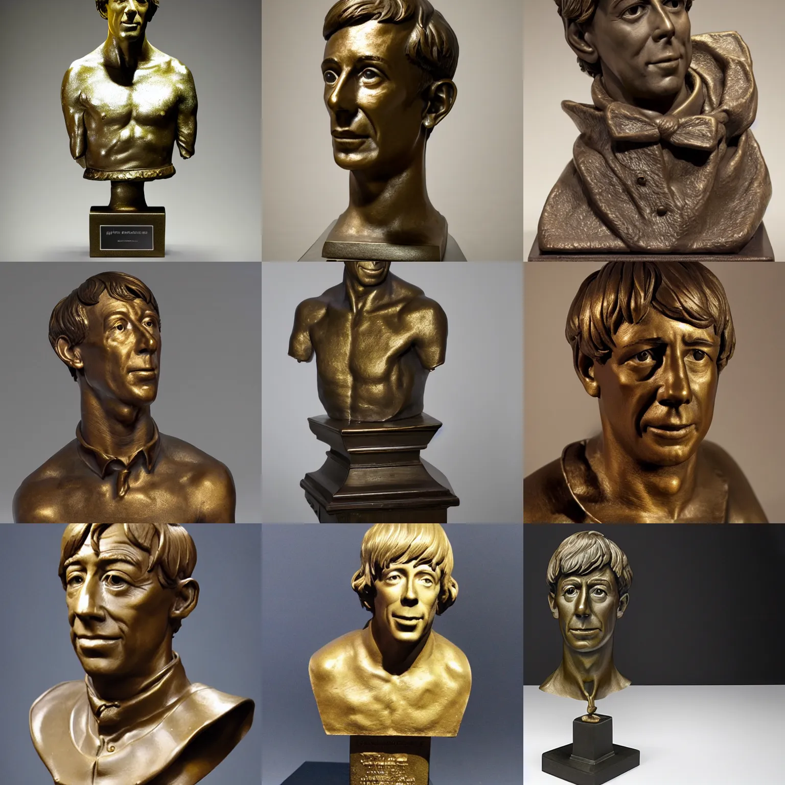 Prompt: Bronze bust of John Noakes ,studio lighting