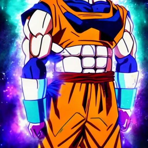 Image similar to a dragonball character behing the fusion of son goku and freezer