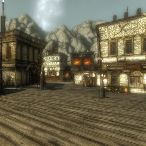 Image similar to chris morris delivers news in the town square, 3 dcg, skyrim, oblivion, morrowind, pc game, gameplay screenshot