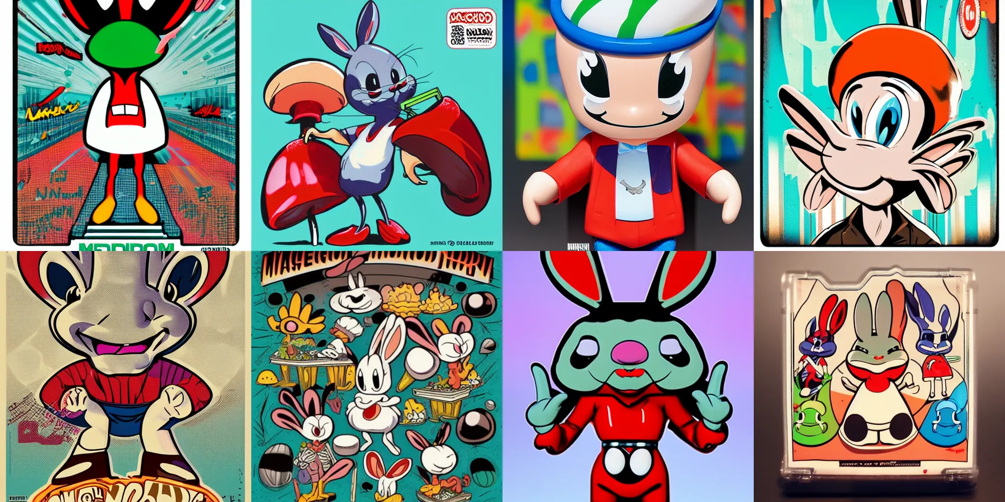 Prompt: magic mushroom, bugs bunny, nendroid, butcher billy style