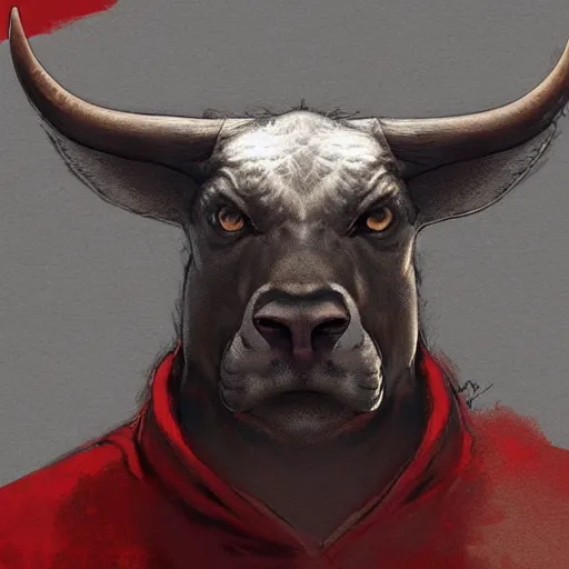 Prompt: a award winnimg commission portrait of a fit anthro bull wearimg a red tracksuit,digital art,art by greg rutkowski,character design by charles bowater,professional character design,ross tran,artstation,deviantart,photorealistic,detailed face,hyperdetailed,4k