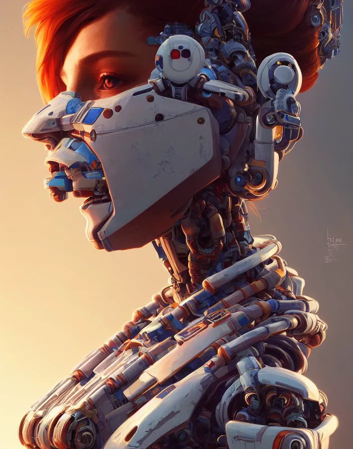 Image similar to symmetry!! portrait of a robot astronaut, floral! horizon zero dawn machine, intricate, elegant, highly detailed, digital painting, artstation, concept art, smooth, sharp focus, illustration, art by artgerm and greg rutkowski and alphonse mucha, 8 k