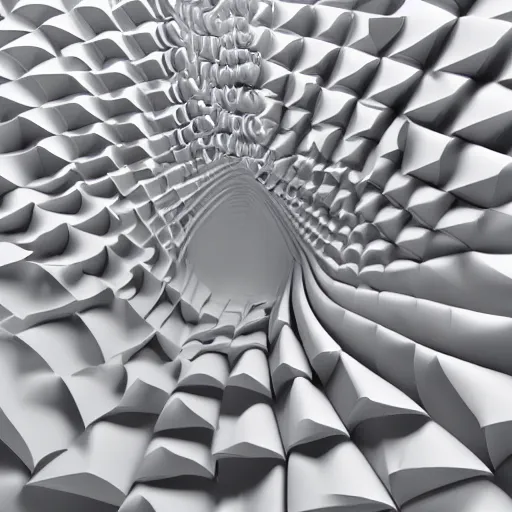 Image similar to origami tornado in white paper, 3 d render, ultra - detailed, on white background, studio shot