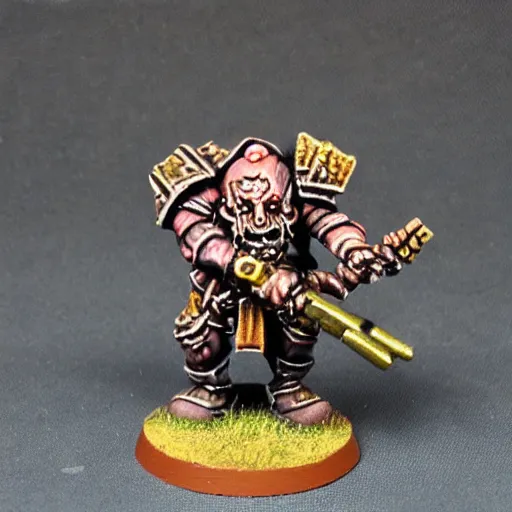 Image similar to chaos dwarf smith from warhammer fantasy : : head and torso oil painting