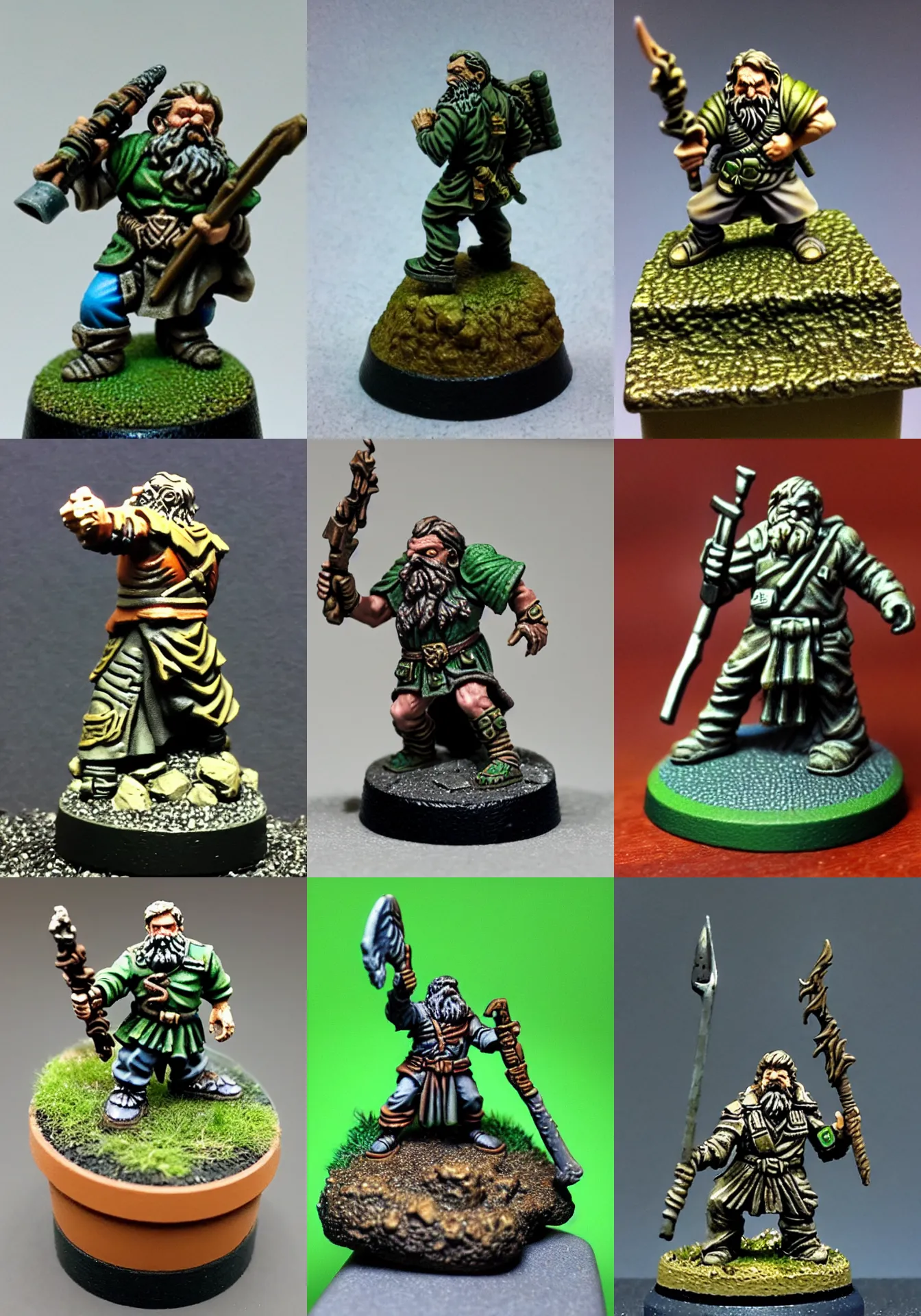 Prompt: slavoj zizek, resin miniature, 2 8 mm heroic scale, games workshop, druid, citadel colour, glowing trashcan of ideology, osl, nmm, r / paintedminis, round base, fantasy ttrpg, dungeons and dragons, reaper minis