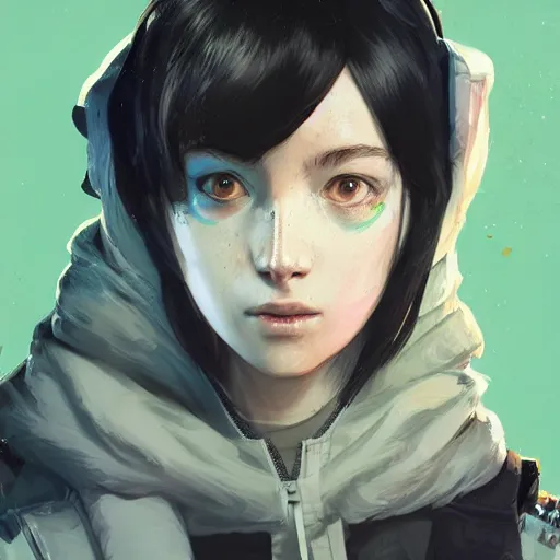 Image similar to a pale skinny white young girl with black hair, the hime cut, 1 8, in a black hoodie, and a cat, apex legends character, digital illustration portrait design, by android jones and greg rutkowski, retrowave color scheme, detailed, cinematic lighting, wide angle action dynamic portrait