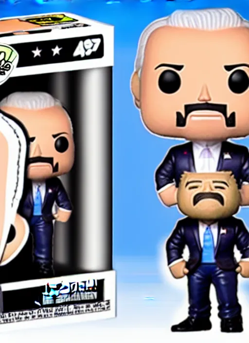 Prompt: joe biden funko pop, product photo