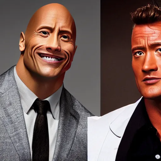 Prompt: A promotional photo of Dwayne Johnson cast as Chandler Bing in Friends; anatomically accurate; photorealistic, ultra high detail, 8k