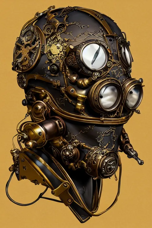 Image similar to steampunk helmet fantasy art mask robot ninja stylized digital illustration sharp focus, elegant intricate digital painting artstation concept art global illumination ray tracing advanced technology chaykin howard and campionpascale and cooke darwyn and davis jack