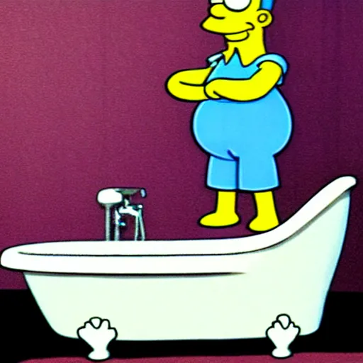 Image similar to homer simpson in a bathtub