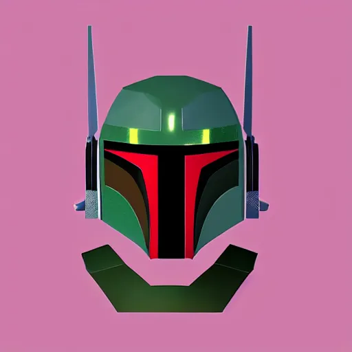 Image similar to vector, low poly, boba fett icon, digitalart, cgstation, artstation