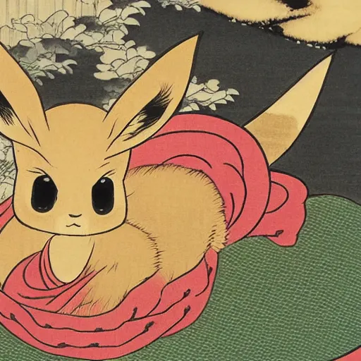 Image similar to Beautiful Ukiyo-e painting of an Eevee