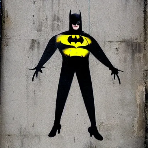 Prompt: batman by Banksy