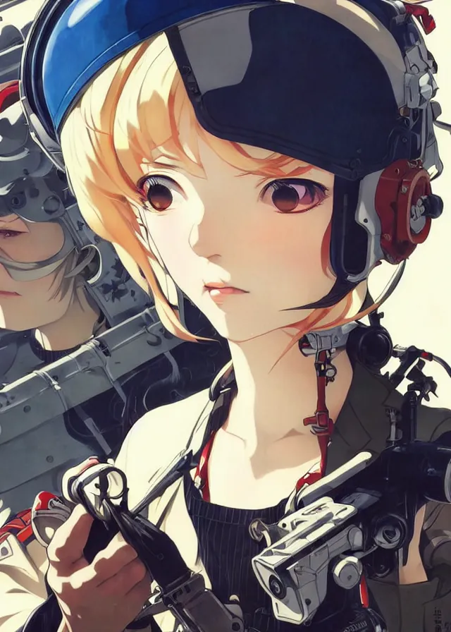 Image similar to ilya kuvshinov anime illustration tank girl, last exile, murata range, fine detail, perfect anime face, dramatic lighting, dynamic composition, art deco, cel shading, vivid, rich texture, yoshinari yoh, alphonse mucha, ( ( ( colorful ) ) )