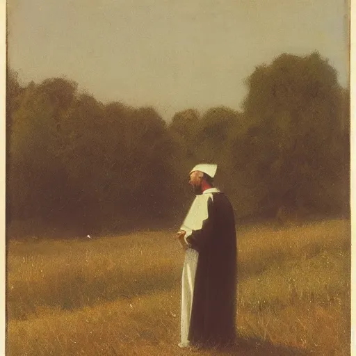 Prompt: a puritan priest preaching in a field, 1 8 9 0 s, by francis davis millet