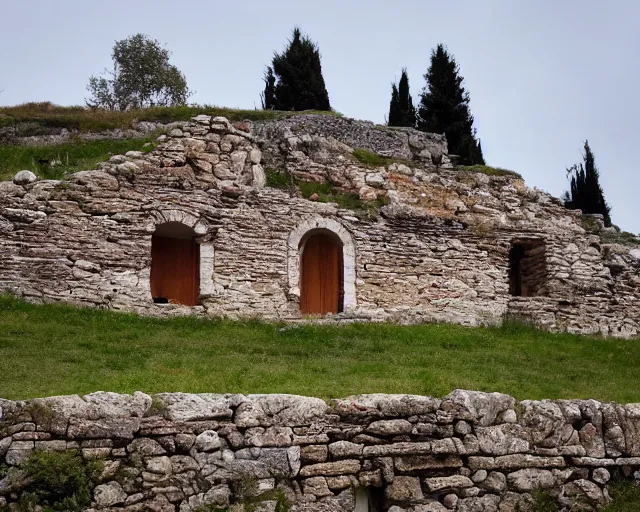 Prompt: roman house on a hill