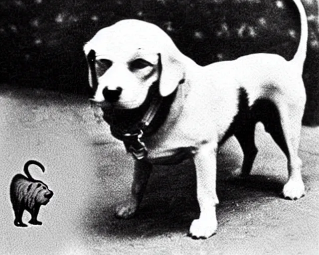 Image similar to a photo of canine karl marx ( karl barx ) as a dog, barking about the failures of capitalism and how the fat cats are creating a rat race of exploitation. how does one write a manifesto with those paws though?