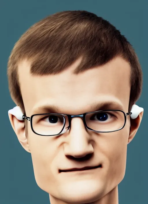 Image similar to vitalik buterin in headphones starring in pixar cartoon. vitalik buterin, medium shot, perfect symmetric face, coherent eyes, pixar cartoon style, beautiful face, fine details., very sharp, 4 k