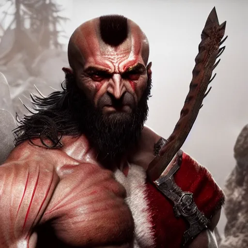 Image similar to professional physically based octane render of Wolverine as Kratos God of War, character concept art, epic composition, style of Marvel, 8k comic art, intricately detailed