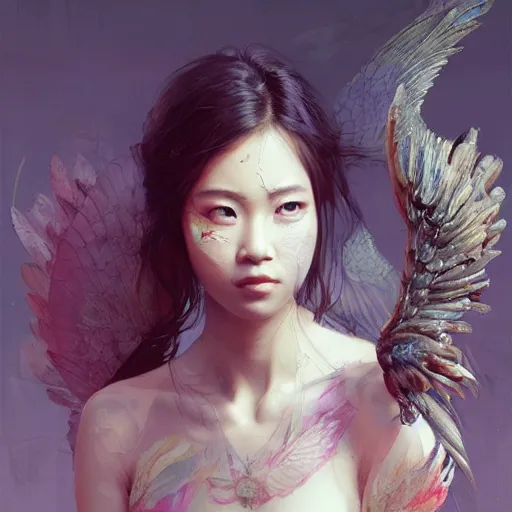 Image similar to beauty girl asian, wings, hyper detailed, insane details, intricate, elite, elegant, luxury, spring light, by ismail inceoglu dragan bibin hans thoma greg rutkowski alexandros pyromallis rene maritte illustrated, perfect face, fine details, realistic shaded, fine - face, pretty face