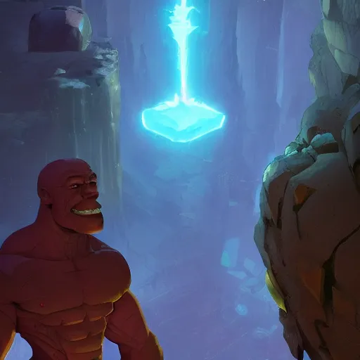 Image similar to Dwayne Johnson as a stone golem, mattepainting concept Blizzard pixar maya engine on stylized background splash comics global illumination lighting artstation lois van baarle, ilya kuvshinov, rossdraws